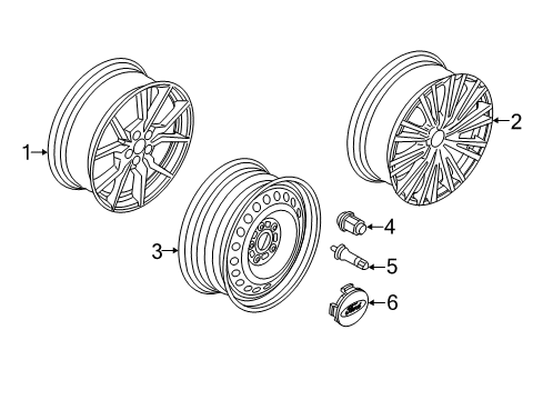 2016 Ford Focus Wheels, Covers & Trim Wheel, Alloy Diagram for G1EZ-1007-C