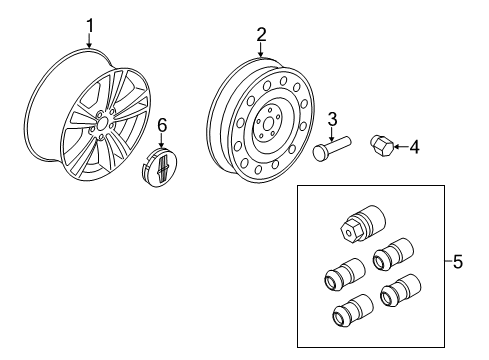 2011 Lincoln MKS Wheels, Caps & Covers Wheel, Alloy Diagram for BA5Z-1007-C