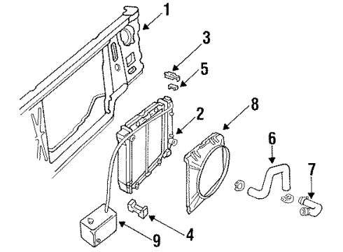 1987 Ford Ranger Wiper & Washer Components Radiator Assembly Diagram for FOTZ-8005-AA
