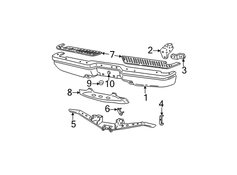 2003 Ford F-150 Rear Bumper Step Pad Diagram for XL3Z-17B807-AB