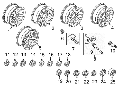 2018 Ford F-350 Super Duty Wheels Wheel, Alloy Diagram for HC3Z-1007-B