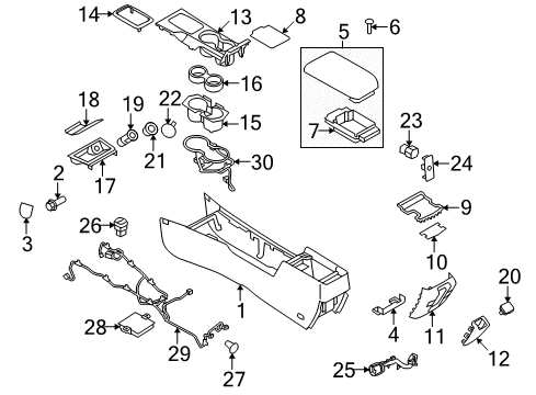 2011 Mercury Milan Console Lid Assembly Diagram for AE5Z-5406024-AB
