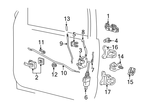 1997 Ford Explorer Front Door Lock Assembly Retainer Diagram for F67Z-7822023-AB