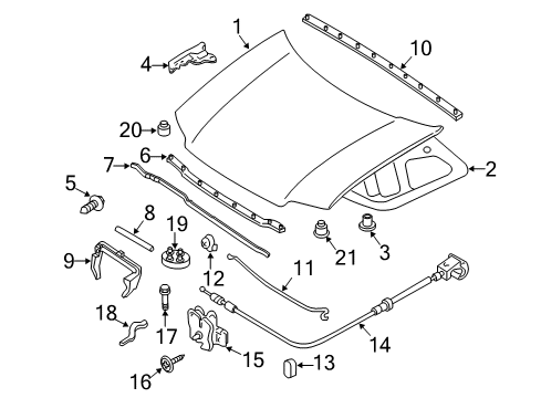 2012 Ford Escape Hood & Components Latch Screw Diagram for -W712050-S307