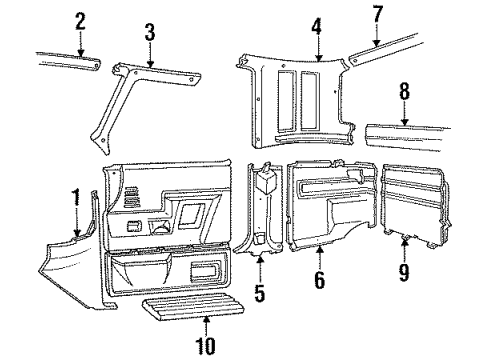 1996 Ford F-350 Interior Trim - Cab Sunvisor Diagram for F4TZ1504104AAD