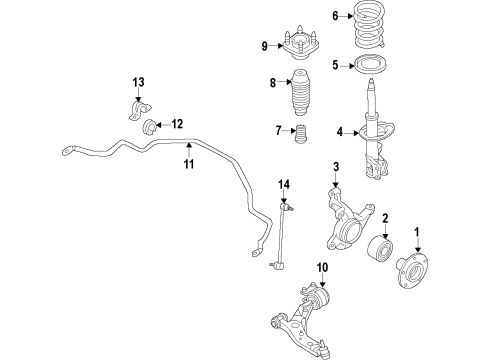 2013 Ford Edge Front Suspension Components, Lower Control Arm, Stabilizer Bar Coil Spring Diagram for BT4Z-5310-F