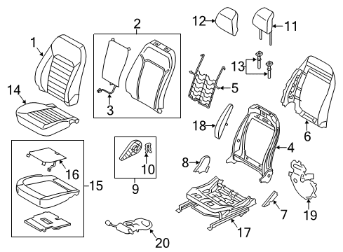 2017 Ford Fusion Front Seat Components Seat Cover Diagram for HS7Z-5462900-PB