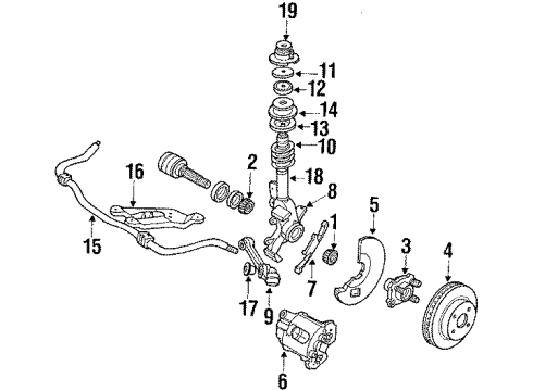 1988 Ford Escort Front Brakes Knuckle Diagram for E3FZ3K186A