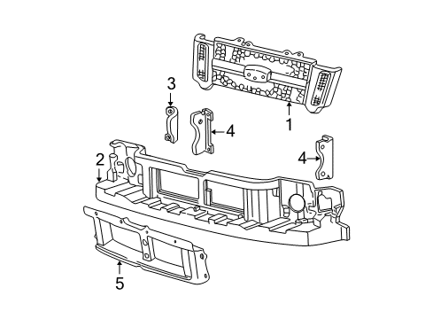 2001 Ford Explorer Sport Trac Grille & Components Grille Diagram for 1L5Z-17B968-BA
