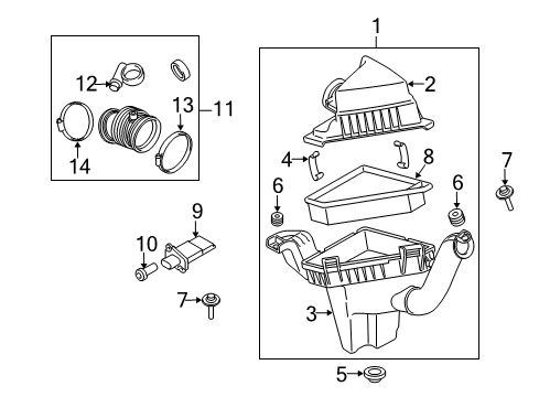 2013 Ford Transit Connect Air Intake Air Cleaner Assembly Diagram for 9T1Z-9600-A