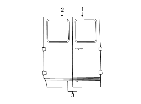 1994 Ford E-150 Econoline Side Loading Door & Components, Exterior Trim Lower Molding Diagram for F3UZ-1625556-BY