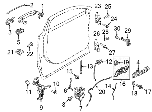 2011 Lincoln MKT Front Door - Lock & Hardware Latch Diagram for 8A8Z-7421813-A