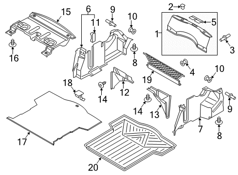 2016 Lincoln MKZ Interior Trim - Rear Body Package Tray Clip Diagram for -W706815-S300