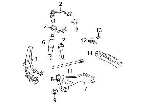 1997 Ford F-150 Front Suspension Components, Lower Control Arm, Upper Control Arm, Stabilizer Bar Shield Diagram for F75Z-3467-AA