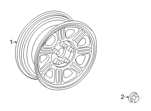 2002 Lincoln Blackwood Wheels Spare Wheel Diagram for 2C6Z-1007-BA