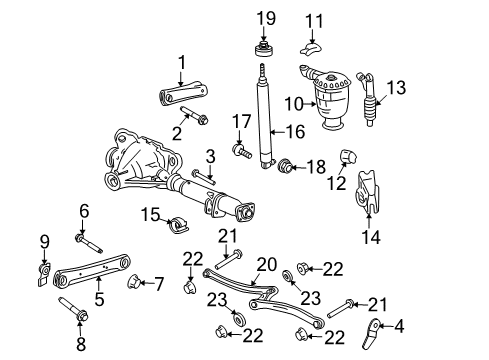 2009 Mercury Grand Marquis Rear Suspension Components, Lower Control Arm, Upper Control Arm, Ride Control, Stabilizer Bar Air Spring Retainer Diagram for FOVY-5A966-A