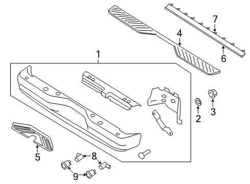 2014 Ford E-150 Rear Bumper Step Pad Diagram for YC2Z-17B807-AAB