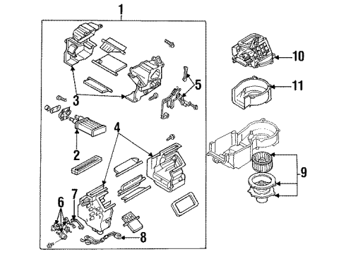 1994 Ford Probe Heater Core & Control Valve Heater Core Diagram for F32Z18476A