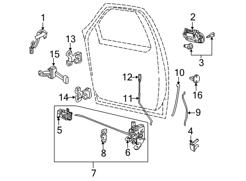 2007 Lincoln Mark LT Front Door - Lock & Hardware Control Assembly Diagram for 8L3Z-16219A64-AA