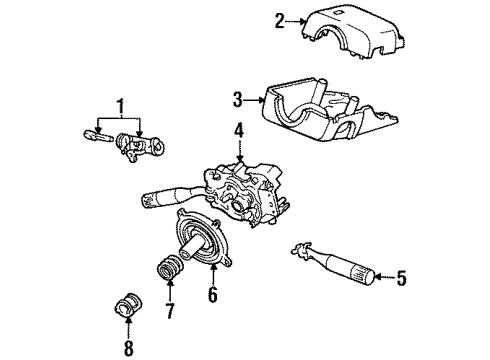 1994 Ford Escort Shroud, Switches & Levers Cylinder & Keys Diagram for F4CZ5822050A