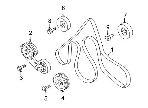 2010 Ford Explorer Sport Trac Belts & Pulleys Tension Pulley Bolt Diagram for -N808102-S437
