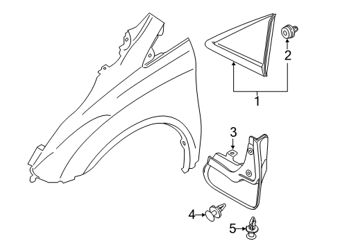 2019 Ford Transit Connect Exterior Trim - Fender Mud Guard Diagram for DT1Z-16A550-A