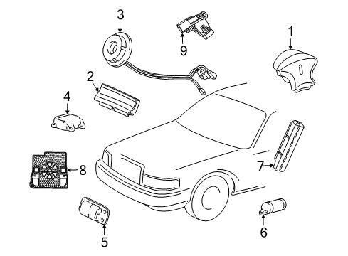 2003 Lincoln Town Car Air Bag Components Clock Spring Diagram for 1W1Z-14A664-AA