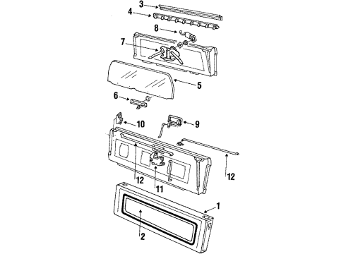 1986 Ford Bronco Tail Gate Run Channel Diagram for E1TZ-98422A20-A