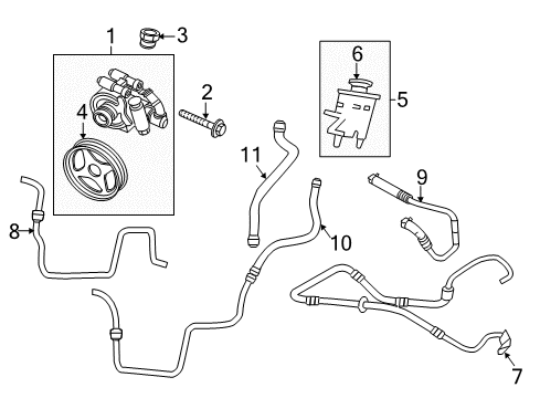 2012 Lincoln Navigator P/S Pump & Hoses, Steering Gear & Linkage Power Steering Pump Diagram for BL1Z-3A696-A