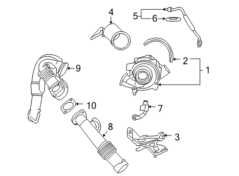 2007 Ford F-250 Super Duty Turbocharger Inlet Pipe Diagram for 5C3Z-6K854-AA