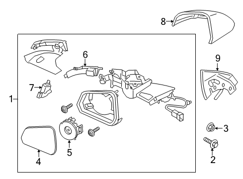 2019 Ford Mustang Mirrors Mirror Cover Diagram for FR3Z-17D742-DCPTM