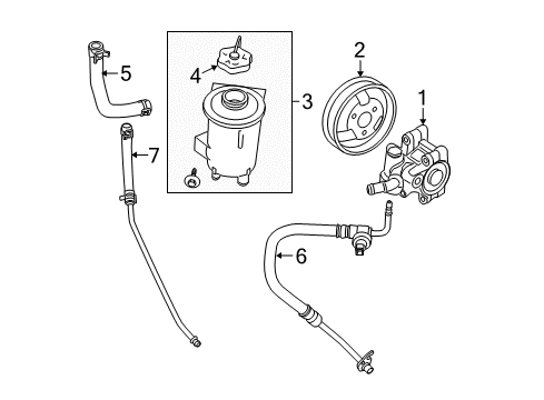 2011 Ford Ranger P/S Pump & Hoses, Steering Gear & Linkage Power Steering Pump Diagram for 9L5Z-3A674-BRM