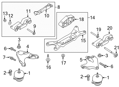 2015 Ford Mustang Automatic Transmission Mount Bracket Bolt Diagram for -W500723-S439