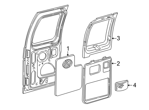 1996 Ford E-350 Econoline Club Wagon Interior Trim - Back Door Speaker Grille Diagram for F6UZ-18978-AAA