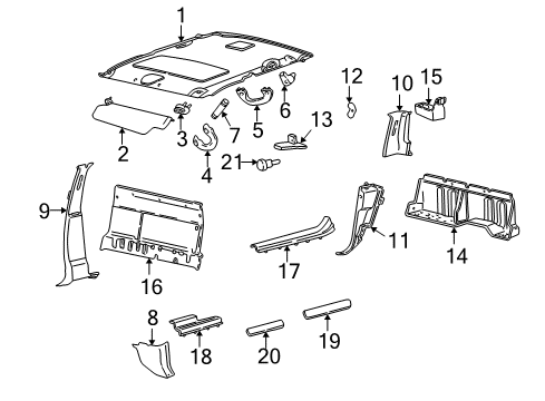 2001 Ford F-150 Interior Trim - Cab Scuff Plate Diagram for YL3Z-1613228-AAC