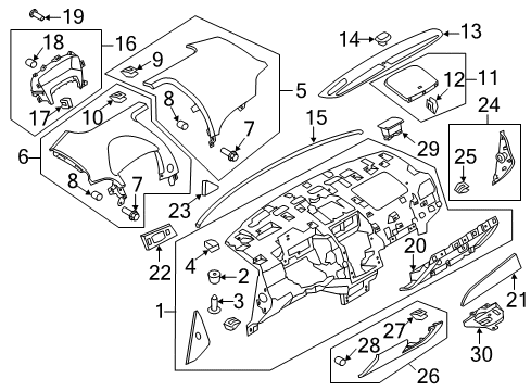 2015 Lincoln MKX Instrument Panel Display Unit Nut Diagram for -W704930-S403