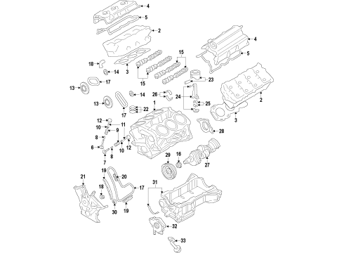 2012 Ford Fusion Engine Parts, Mounts, Cylinder Head & Valves, Camshaft & Timing, Variable Valve Timing, Oil Pan, Oil Pump, Balance Shafts, Crankshaft & Bearings, Pistons, Rings & Bearings Valve Lifters Diagram for AT4Z-6500-ALA