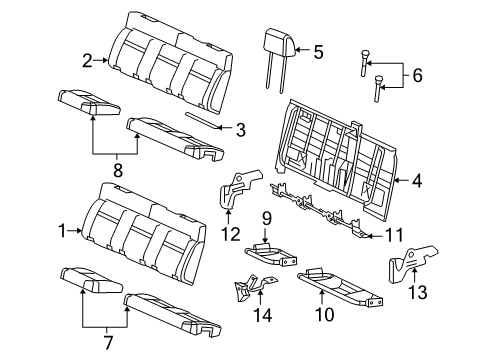 2008 Ford F-150 Rear Seat Components Headrest Diagram for 7L3Z-18611A08-AF