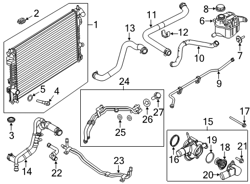 2015 Ford Police Interceptor Utility Radiator & Components Cooler Pipe Retainer Diagram for -W623483-S439