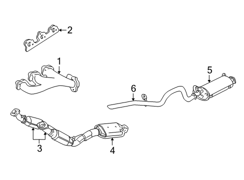 2001 Ford Explorer Sport Exhaust Components, Exhaust Manifold Inlet Pipe Diagram for 2L2Z-5F250-BA