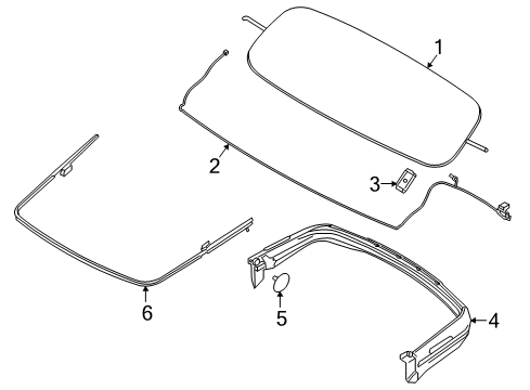 2020 Ford Mustang Exterior Trim - Convertible Top Wire Cover Diagram for FR3Z-14A099-C