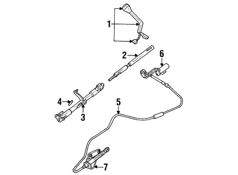 1995 Lincoln Town Car Transmission Shift Lever Cable Diagram for F5AZ-7E395-A