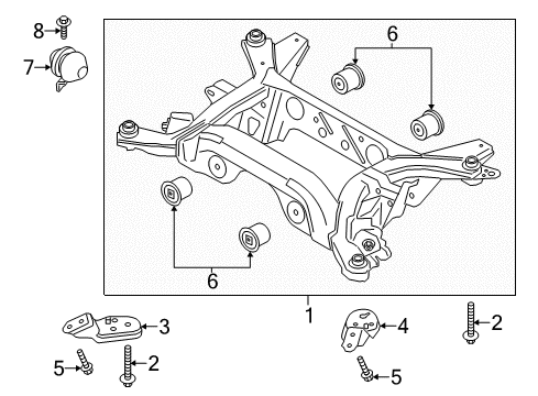 2015 Ford Mustang Suspension Mounting - Rear Suspension Crossmember Mount Bolt Diagram for -W717827-S900