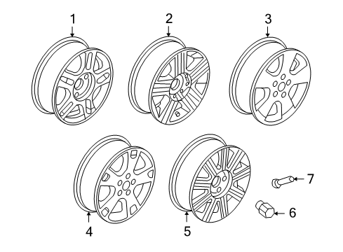 2004 Mercury Monterey Wheels Wheel, Alloy Diagram for 3F2Z-1007-LA