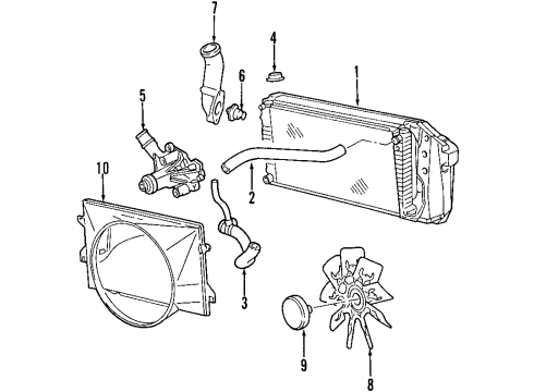 1997 Ford F-150 Cooling System, Radiator, Water Pump, Cooling Fan Fan Clutch Diagram for F65Z8A616BB