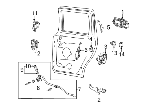 1998 Ford Expedition Rear Door Latch Diagram for 3L1Z-7826413-BA