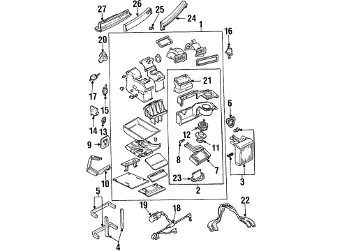 2000 Ford Contour Air Conditioner Heater Core Diagram for YS2Z-18476-AA