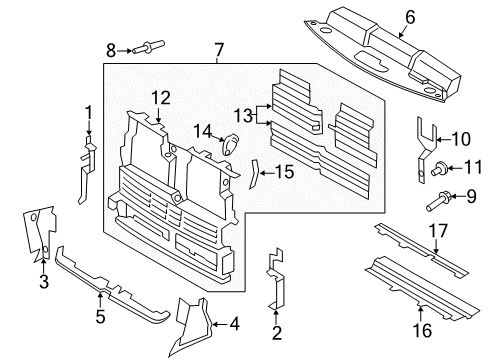 2016 Ford Edge Air Deflector - Radiator Support Air Deflector Diagram for FT4Z-8311-B