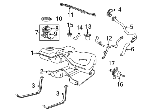 2006 Ford Freestyle Fuel Supply Fuel Pump Diagram for 6F9Z-9H307-A