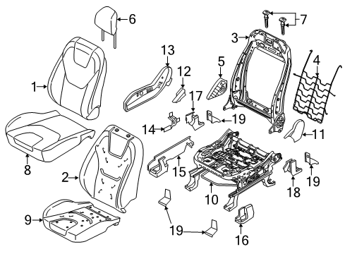 2020 Ford Edge Front Seat Components Seat Back Frame Diagram for CU5Z-9661018-C